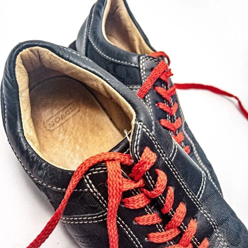 Coach Noella Black Leather and Canvas Sneakers Sz 5M